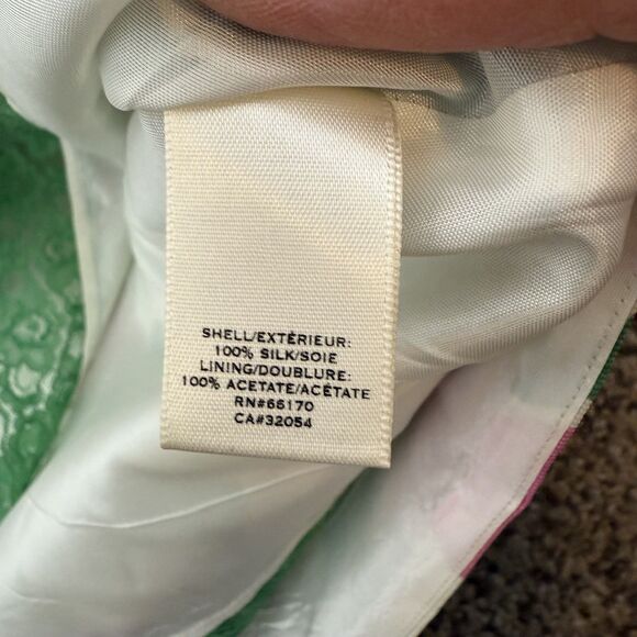 Anthropology Moulinette Soeurs Women's Silk Green Pink Floral Print Dress Sze 4 - Picture 11 of 11